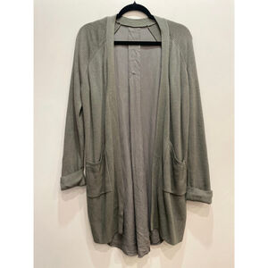 Lululemon Still At Ease Open Wrap Cardigan 6 Cashlu Green Ribbed Knit Relaxed